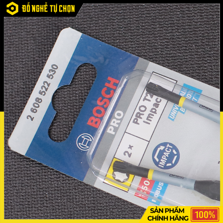 Bộ 2 Đầu Vặn Vít Ngắn Bosch T10 – 55mm – 2608522528 – Hàng Chính Hãng Có VAT