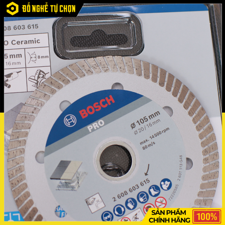 Đĩa Cắt Kim Cương Turbo Bosch 2608603615 – 105mm – Cắt Gạch Men Ceramic – Hàng Chính Hãng Có VAT
