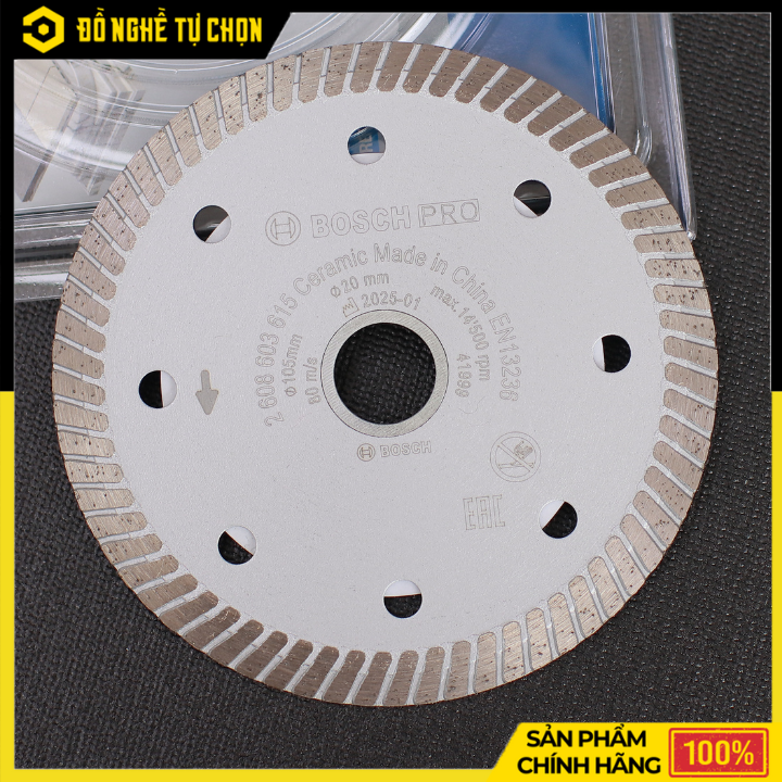 Đĩa Cắt Kim Cương Turbo Bosch 2608603615 – 105mm – Cắt Gạch Men Ceramic – Hàng Chính Hãng Có VAT
