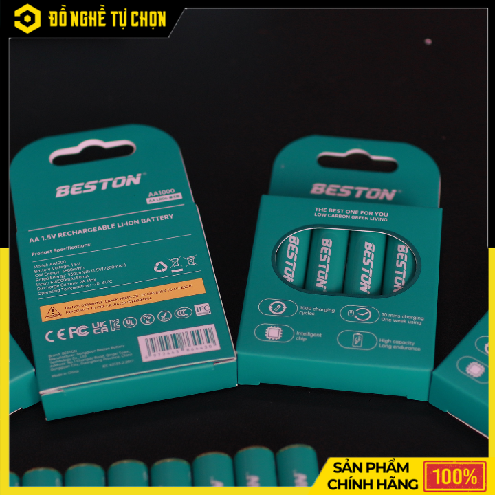 Pin Li-ion Sạc Lại AA Beston 2AN-100 – 1.5V – 3600mWh – Chính Hãng Có VAT