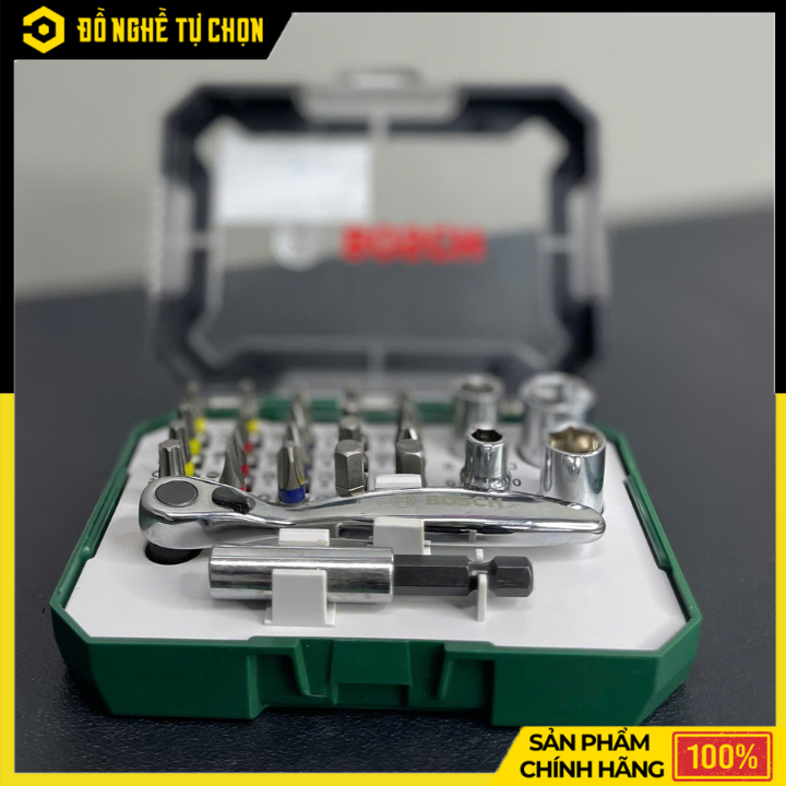 Bộ Vặn Vít Bosch 26 Món 2607017322 – Đa Năng – Kèm Cần Siết, Đầu Từ & Đầu Chuyển – Hàng Chính Hãng Có VAT