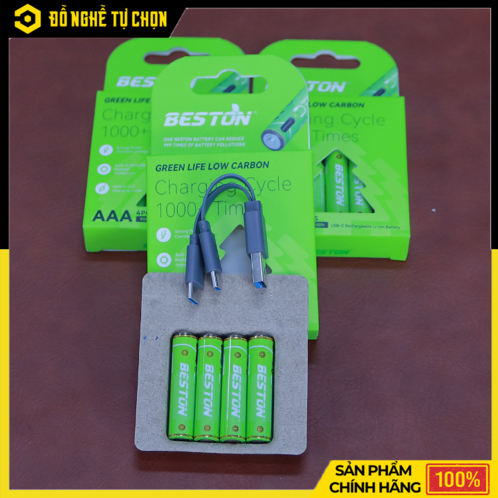 Hộp 4 Viên Pin Sạc Beston AAA Lithium USB-C 1.5V 3AC-25  – Điện Áp Ổn Định, Sạc Nhanh Tiện Lợi | Hàng Chính Hãng, Có VAT