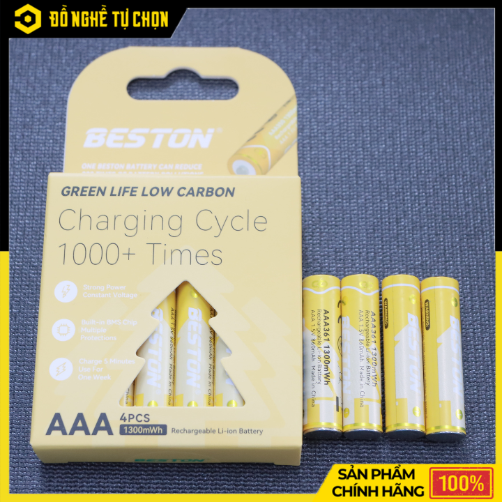 Hộp 4 Viên Pin Sạc AAA Lithium 1.5V - 3AN-35 – Dung Lượng 1300mWh – Điện Áp Ổn Định – Hàng Chính Hãng Có VAT