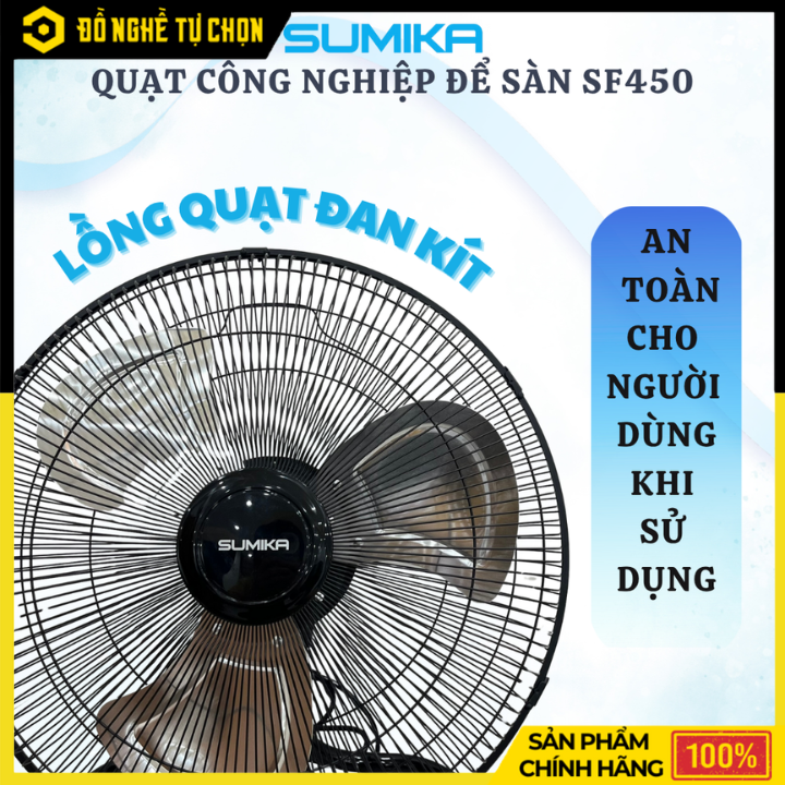 Quạt công nghiệp để sàn Sumika SF450 – Công suất 100W, gió mạnh bền bỉ, tối ưu cho môi trường làm việc nóng bức