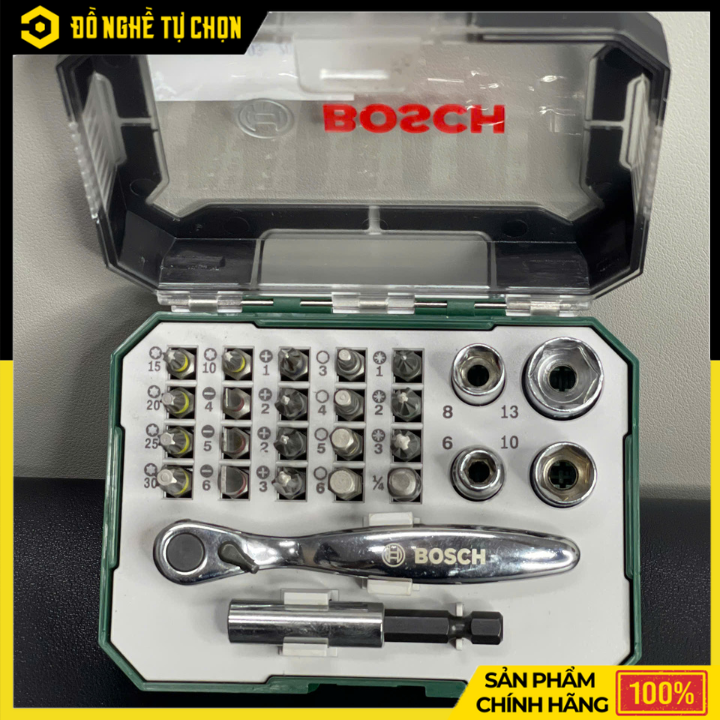 Bộ Vặn Vít Bosch 26 Món 2607017322 – Đa Năng – Kèm Cần Siết, Đầu Từ & Đầu Chuyển – Hàng Chính Hãng Có VAT