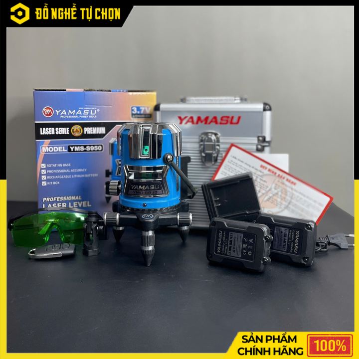 Máy Cân Mực Laser 5 Tia Xanh Yamasu – LED Siêu Sáng – Đế Vòng Bi Chống Rơ – Điều Khiển Từ Xa – Full Phụ Kiện – Hàng Chính Hãng Có VAT