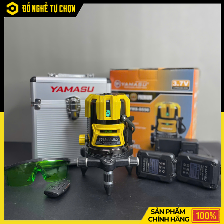 Máy Cân Mực Laser 5 Tia Xanh Yamasu – LED Siêu Sáng – Đế Vòng Bi Chống Rơ – Điều Khiển Từ Xa – Full Phụ Kiện – Hàng Chính Hãng Có VAT