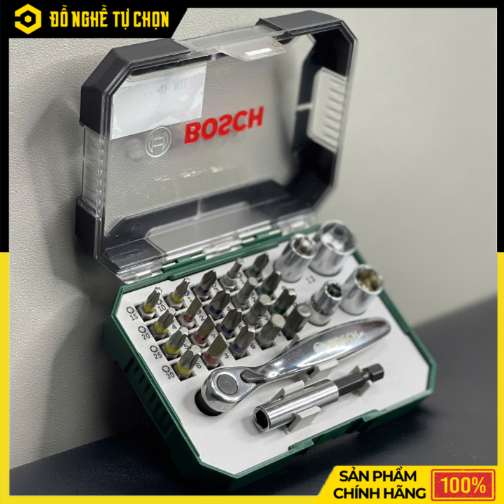 Bộ Vặn Vít Bosch 26 Món 2607017322 – Đa Năng – Kèm Cần Siết, Đầu Từ & Đầu Chuyển – Hàng Chính Hãng Có VAT