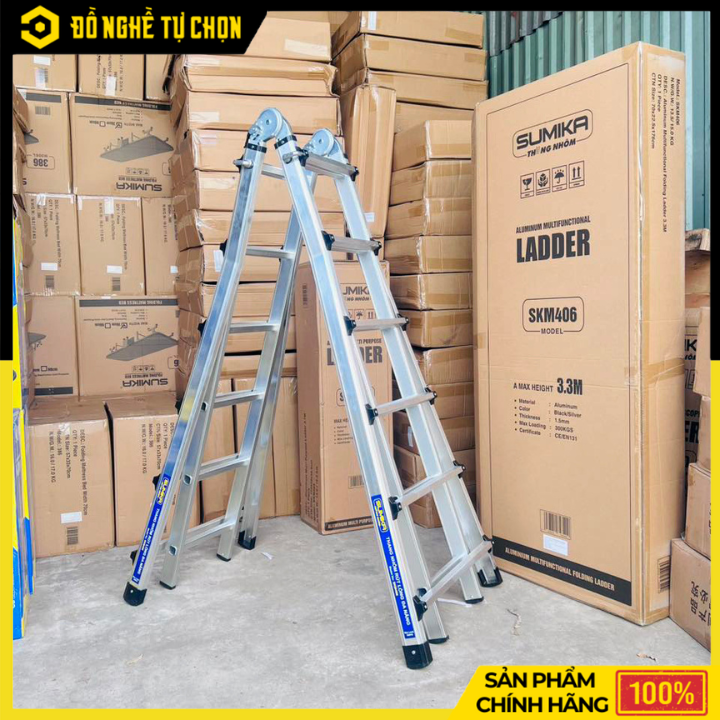 Thang Nhôm Rút Lồng SUMIKA SKM406 – Chữ A Cao 3.15m | Chữ I Cao 6.3m | Tải Trọng 300kg - Hàng Chính Hãng Có VAT