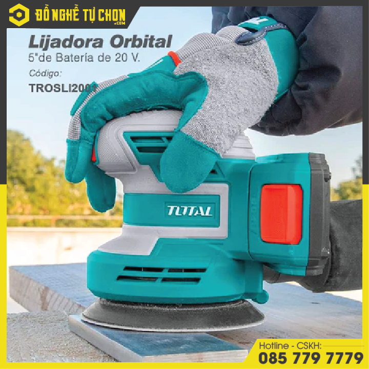 Máy chà nhám tròn dùng pin Lithium 20V  (không kèm pin và sạc) hiệu Total TROSLI2001