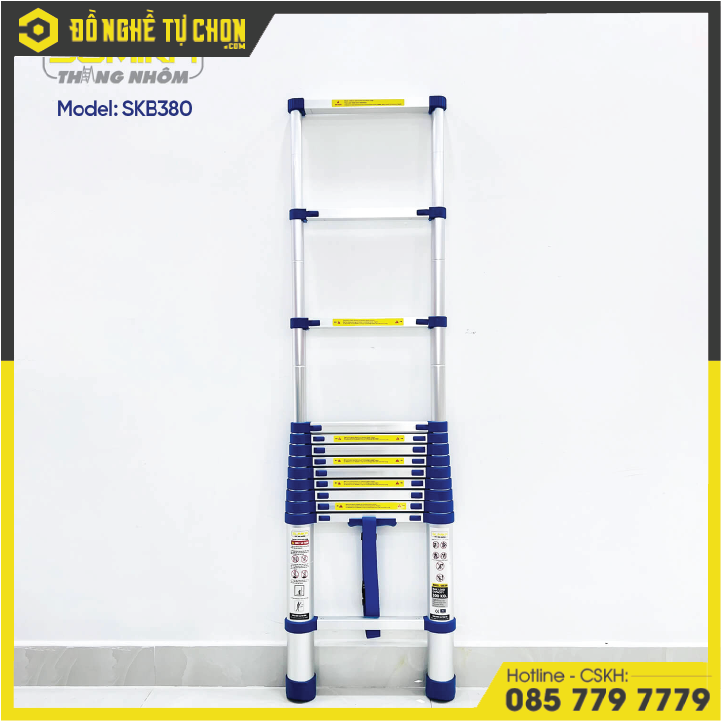 Thang rút nhôm Sumika SKB380, đai xanh, chiều cao 3.8m