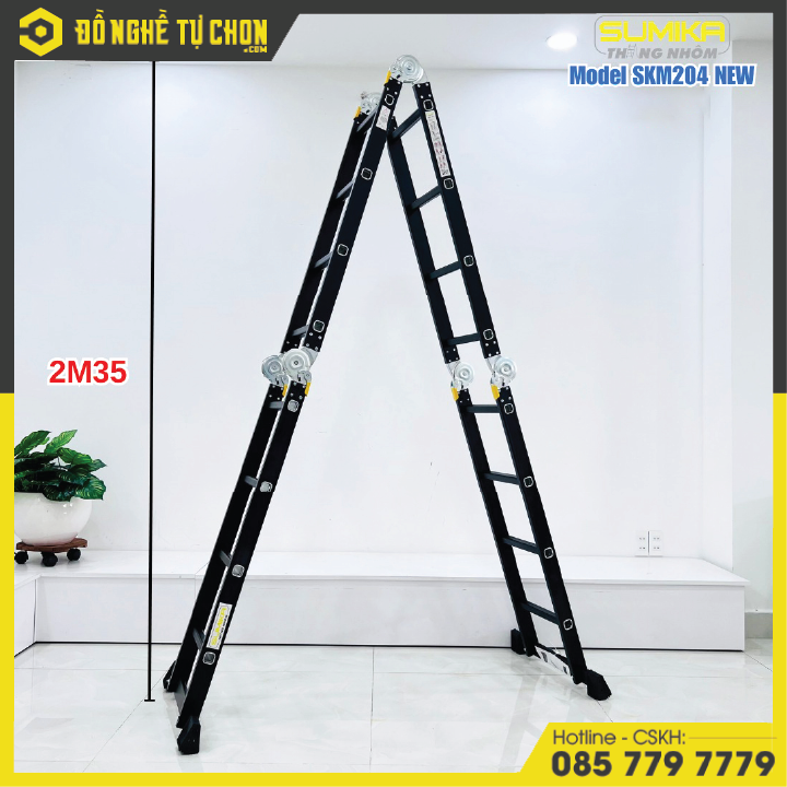 Thang nhôm gấp đa năng 4 đoạn - 16 bậc Sumika SKM204 NEW