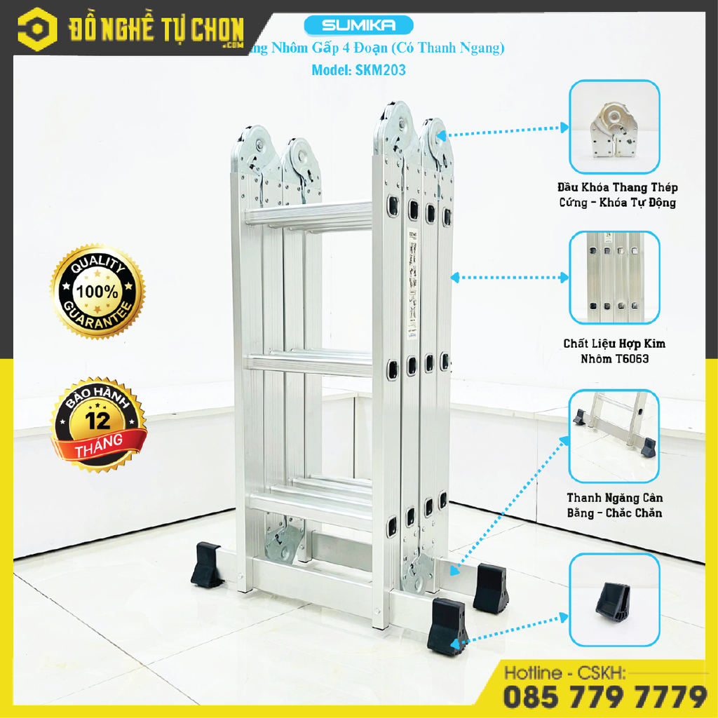 Thang Nhôm Gấp 4 Đoạn Sumika SKM203