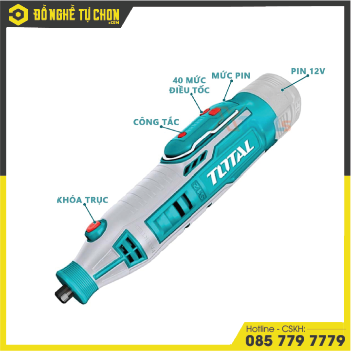 Máy mài khuôn dùng pin Lithium 12V  hiệu Total TMGLI20018