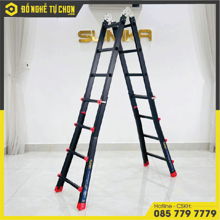 Thang Nhôm Rút Lồng Sơn Tỉnh Điện SUMIKA SKM44, Chữ A Cao 2.0m