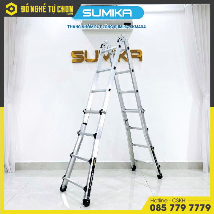 Thang Nhôm Chữ A Rút Lồng SUMIKA SKM404, Chữ A Cao Nhất 2.0m