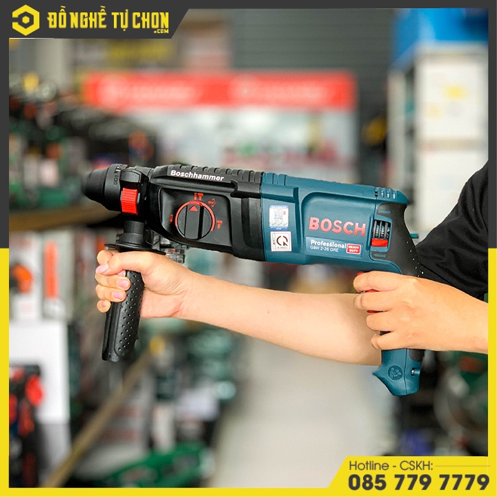 Máy Khoan Búa Bosch GBH 2-26 DRE 800W – Khoan Bê Tông SDS Plus 26mm – Hàng Chính Hãng Có VAT