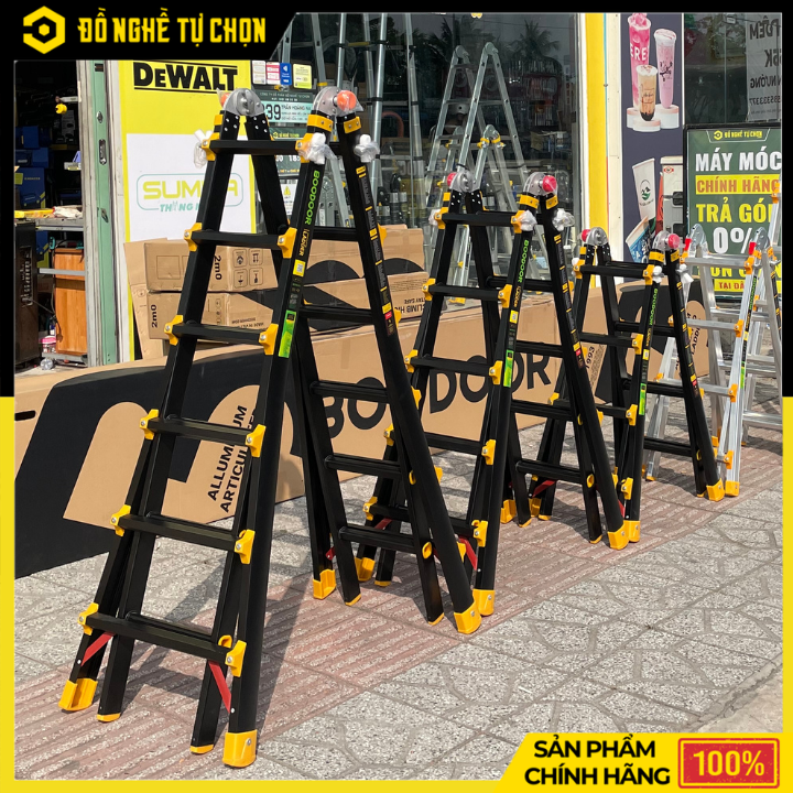 Thang Nhôm Rút Lồng Chữ A 2.5m Boodoor BRL25B (Khóa Mỹ) – Duỗi Thẳng 5m, Nhôm Dày 2.6mm | Hàng Chính Hãng, Có VAT