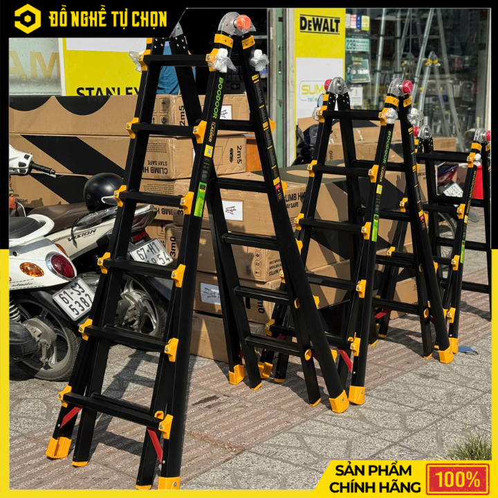 Thang Nhôm Rút Lồng Chữ A 3m Boodoor MS30 (Khóa Mỹ) – Duỗi Thẳng 6m, Nhôm Dày 2.6mm, Tải Trọng 150Kg | Hàng Chính Hãng, Có VAT