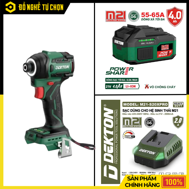 [THÂN] Máy Vặn Vít 21V Dekton M21-CV250PRO Gen 3 – Brushless – Lực Siết 250Nm – 4 Tốc Độ – Hàng Chính Hãng Có VAT