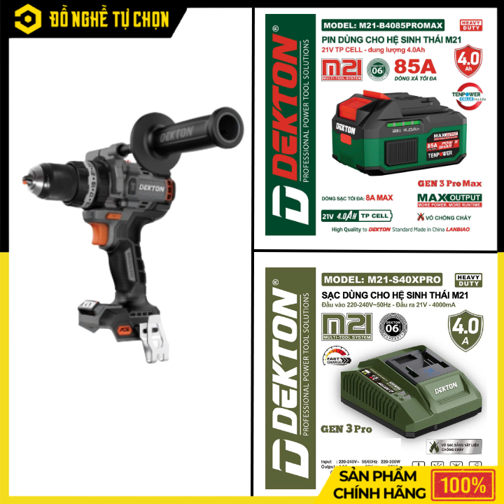 Thân Máy Khoan Pin 21V Dekton M21-ID13160PROMAX – Không Chổi Than – Kickback Control – Hàng Chính Hãng Có VAT