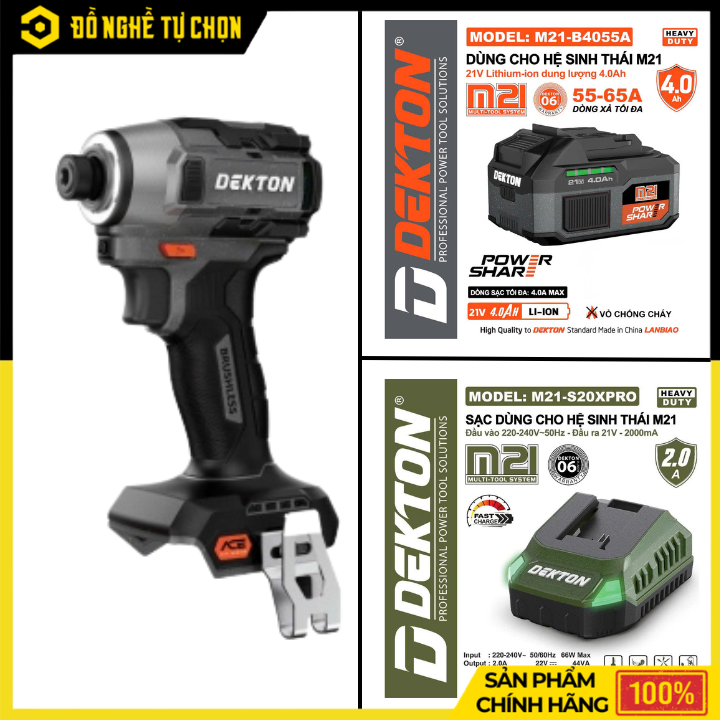 [THÂN] Máy Vặn Vít Dùng Pin 21V Dekton M21-CV250PROMAX – Lực Siết 250Nm, 4 Cấp Tốc Độ, Hiệu Suất Vượt Trội – Hàng Chính Hãng, Có VAT