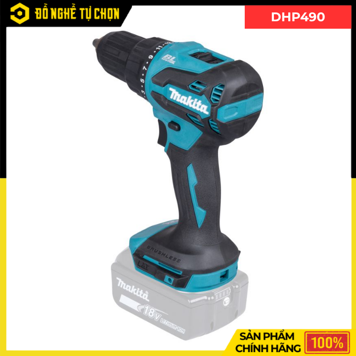 [THÂN] Máy Khoan Búa Vặn Vít Dùng Pin Makita DHP490Z – Mạnh Mẽ, Bền Bỉ, Đa Năng