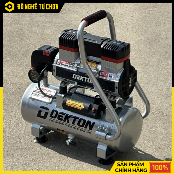 Máy Nén Khí Không Dầu Bình Nhôm Dekton DK-AC2910PROMAX 1.5HP 10L – Khí Sạch, Gọn Nhẹ, Vận Hành Êm, Hàng Chính Hãng, Có VAT