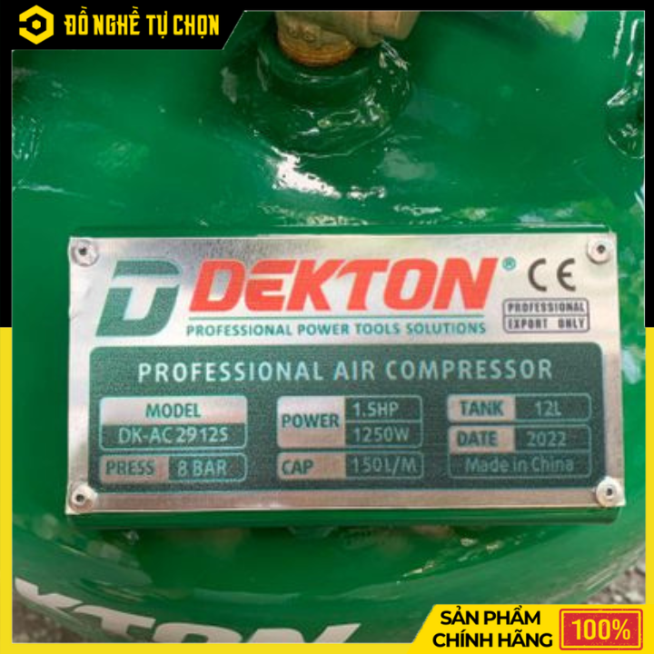 Máy Nén Khí Không Dầu Dekton DK-AC2912SW 12 Lít – Lên Hơi Nhanh, Chạy Êm, Bền Bỉ | Hàng Chính Hãng, Có VAT