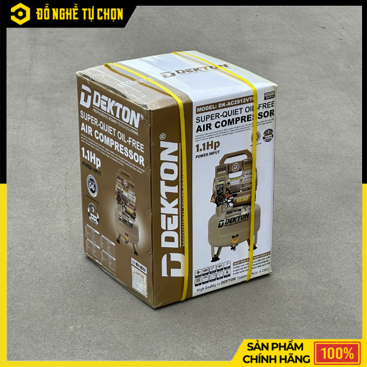 Máy Nén Khí Không Dầu Dekton DK-AC2912VTG 12L 1.1HP Lên Hơi Siêu Nhanh 52 Giây – Hàng Chính Hãng, Có VAT