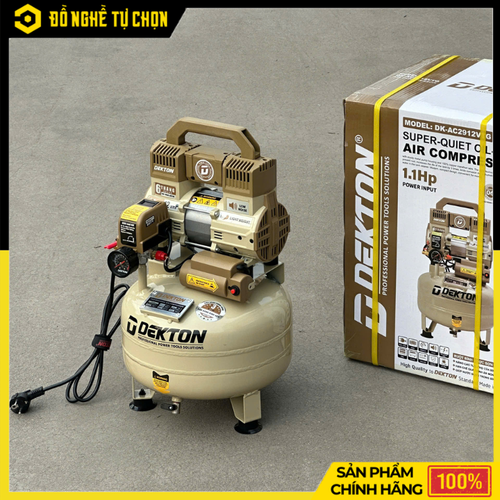 Máy Nén Khí Không Dầu Dekton DK-AC2912VTG 12L 1.1HP Lên Hơi Siêu Nhanh 52 Giây – Hàng Chính Hãng, Có VAT