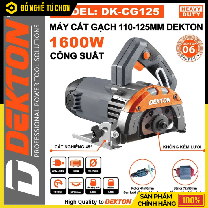 Máy Cắt Gạch 125mm Dekton DK-CG125 1600W Cắt Nghiêng 45° | Hàng Chính Hãng, Có VAT