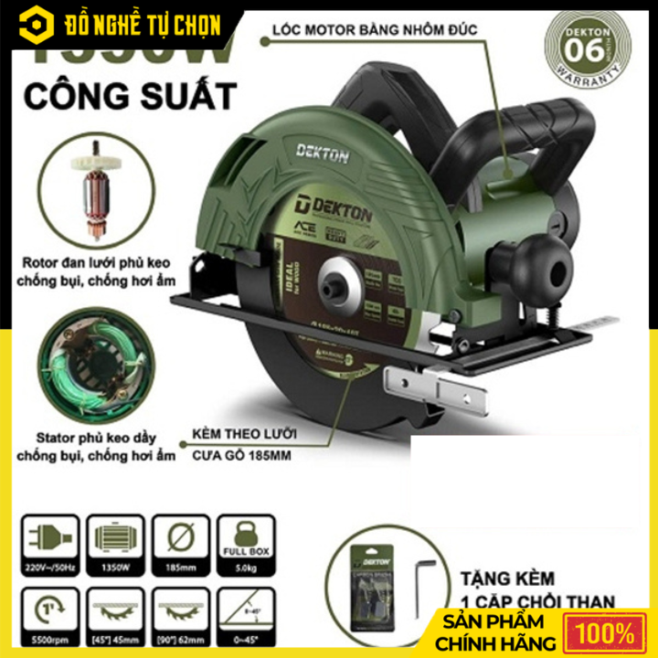Máy Cưa Gỗ 185mm Dekton DK-CG185XPROMAX – 1500W, Tốc Độ 6000 Vòng/Phút, Cắt Mạnh Chính Xác | Hàng Chính Hãng, Có VAT
