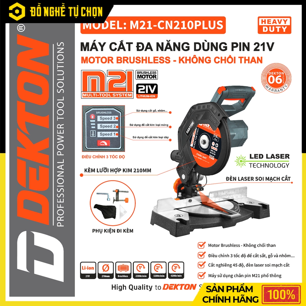 Máy cắt kim loại đặt cố định (loại cắt đứt) hiệu DEKTON, Model: DK-CN210PLUS