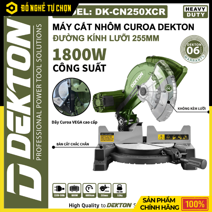 Máy Cắt Nhôm Dây Curoa 255mm Dekton DK-CN250CR – 1800W – Truyền Động Êm – Hàng Chính Hãng Có VAT