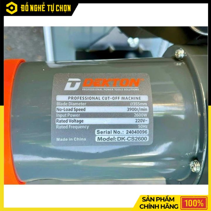 Máy Cắt Sắt 355mm Dekton DK-CS2600 – Cắt Nhanh, Mạnh Mẽ | Hàng Chính Hãng, Có VAT