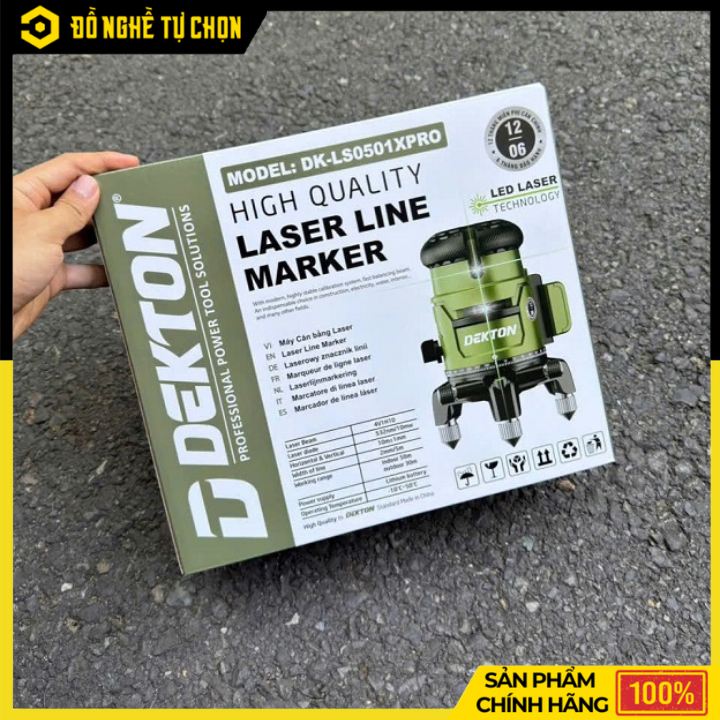 Máy Cân Bằng Laser 5 Tia Dekton DK-LS0501XPRO – Tia Xanh Rõ Nét, Xoay 360°, Cân Chỉnh Chuẩn Xác, Hàng Chính Hãng, Có VAT