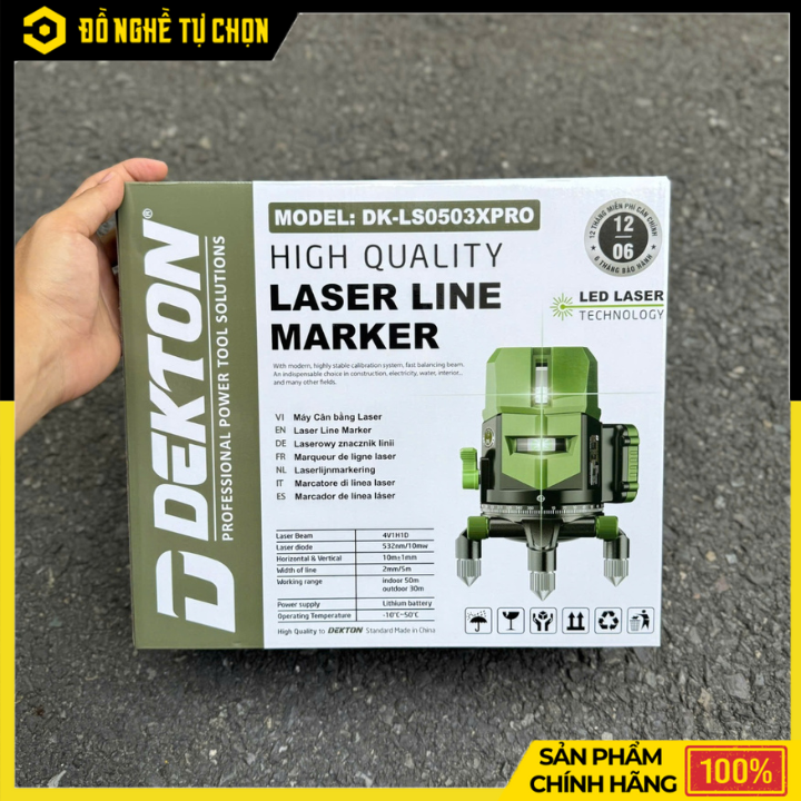 Máy Cân Chỉnh Laser 5 Tia DK-LS0503XPRO – Pin Lớn 6000mAh x2, Độ Chính Xác Cao, Hàng Chính Hãng, Có VAT