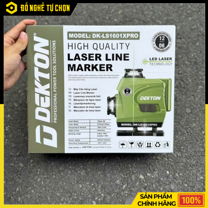 Máy Cân Chỉnh Laser 16 Tia Dekton DK-LS1601XPRO – Độ Chính Xác Cao, Miễn Phí Cân Chỉnh 12 Tháng, Hàng Chính Hãng, Có VAT