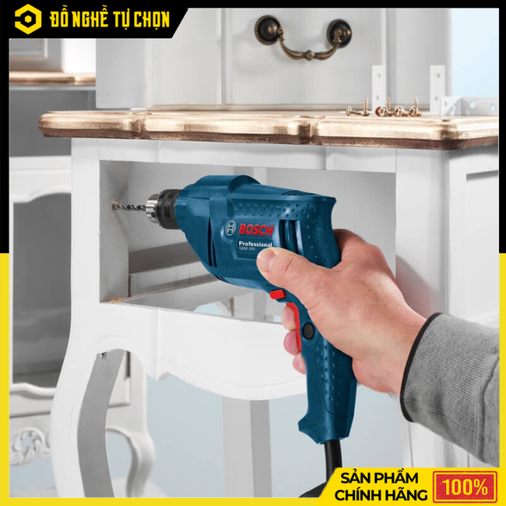 Máy Khoan Sắt Bosch GBM 350 – Công Suất 350W – Nhỏ Gọn, Mạnh Mẽ, Chính Xác Cao - Hàng Chính Hãng, Có VAT