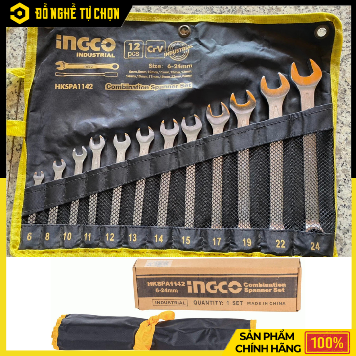 Bộ 12 Cờ Lê Vòng Miệng Ingco HKSPA1142 – Đa Dạng Kích Thước, Bền Bỉ Theo Thời Gian | Hàng Chính Hãng, Có VAT