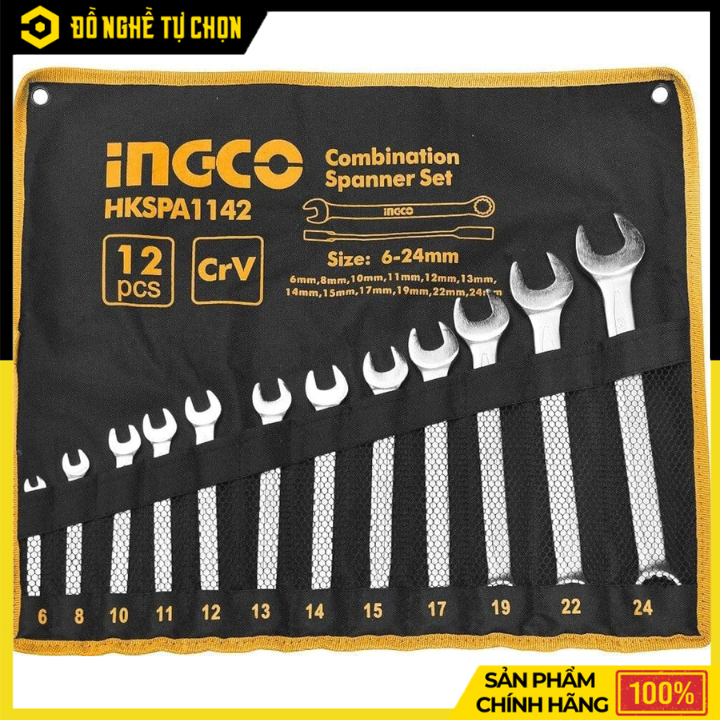 Bộ 12 Cờ Lê Vòng Miệng Ingco HKSPA1142 – Đa Dạng Kích Thước, Bền Bỉ Theo Thời Gian | Hàng Chính Hãng, Có VAT