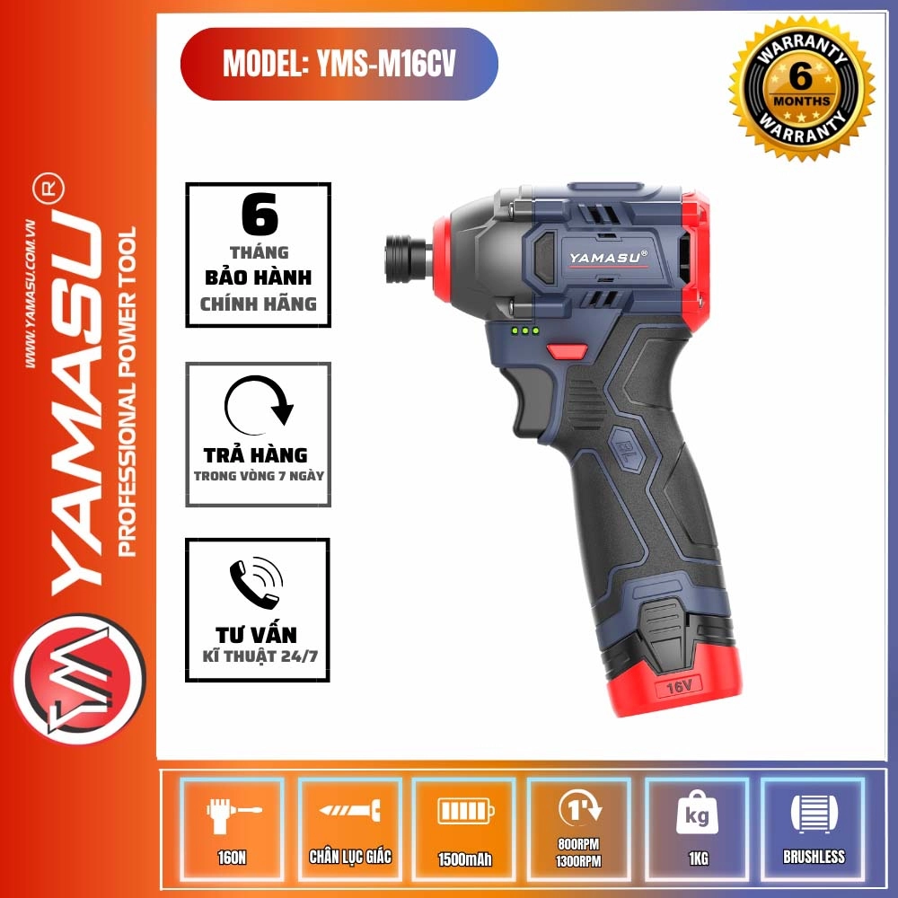 MÁY Bắn Vít Động Lực Pin 21V 160N Yamasu YMS-M16CV
