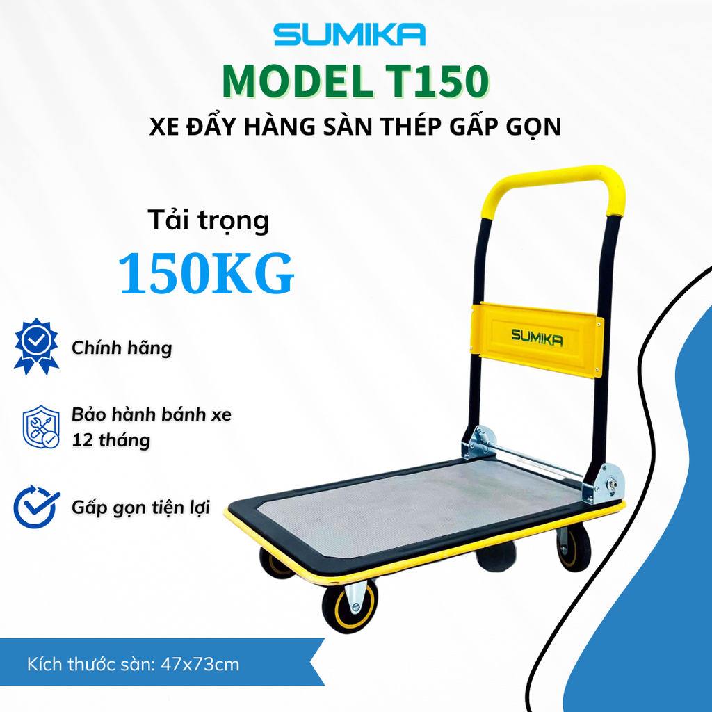 Xe Đẩy Hàng Sàn Thép SUMIKA T150, Tải Trọng 150kg