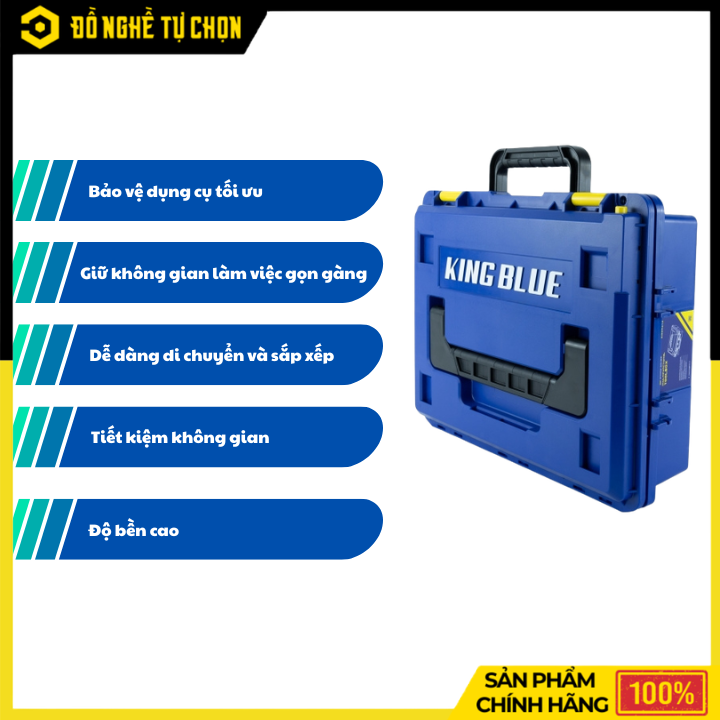 Thùng Đựng Đồ Nghề King Blue 420x340x120mm KHD4212 – Nhựa ABS Chống Nước, Chống Va Đập, Kết Nối Linh Hoạt | Hàng Chính Hãng, Có VAT