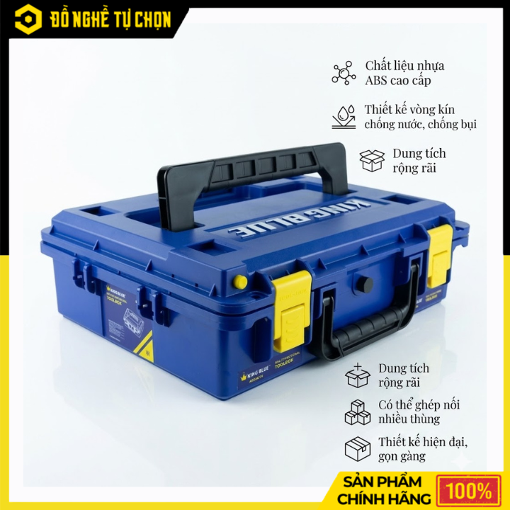 Thùng Đựng Đồ Nghề King Blue 420x340x120mm KHD4212 – Nhựa ABS Chống Nước, Chống Va Đập, Kết Nối Linh Hoạt | Hàng Chính Hãng, Có VAT