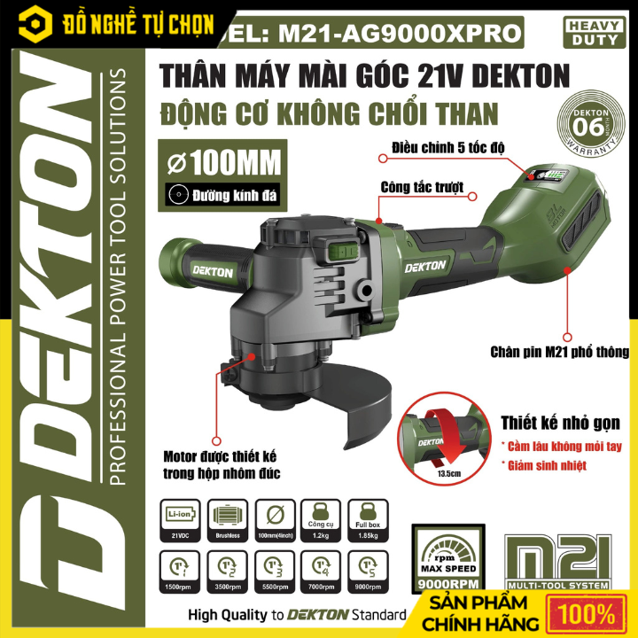 [THÂN] Máy Mài Pin 5 Tốc Độ DEKTON M21-AG9000PRO – Mạnh Mẽ, Linh Hoạt, Điều Chỉnh Tốc Độ Dễ Dàng | Hàng Chính Hãng, Có VAT