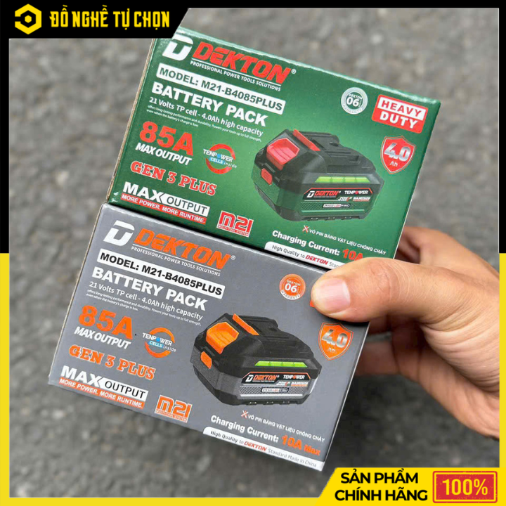 Pin 21V 4.0Ah Dekton M21-B4085PLUS Dòng Xả Cao 85A | Hàng Chính Hãng, Có VAT