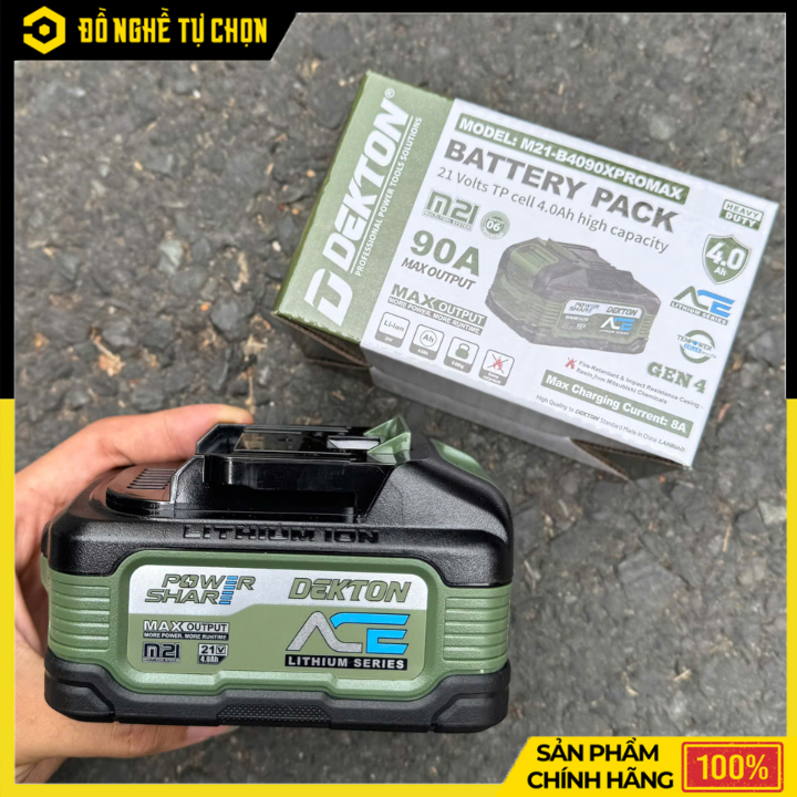 Pin 21V 4.0Ah Dekton M21-B4090PROMAX – Hiệu Suất Cao, Bền Bỉ, Hàng Chính Hãng, Có VAT