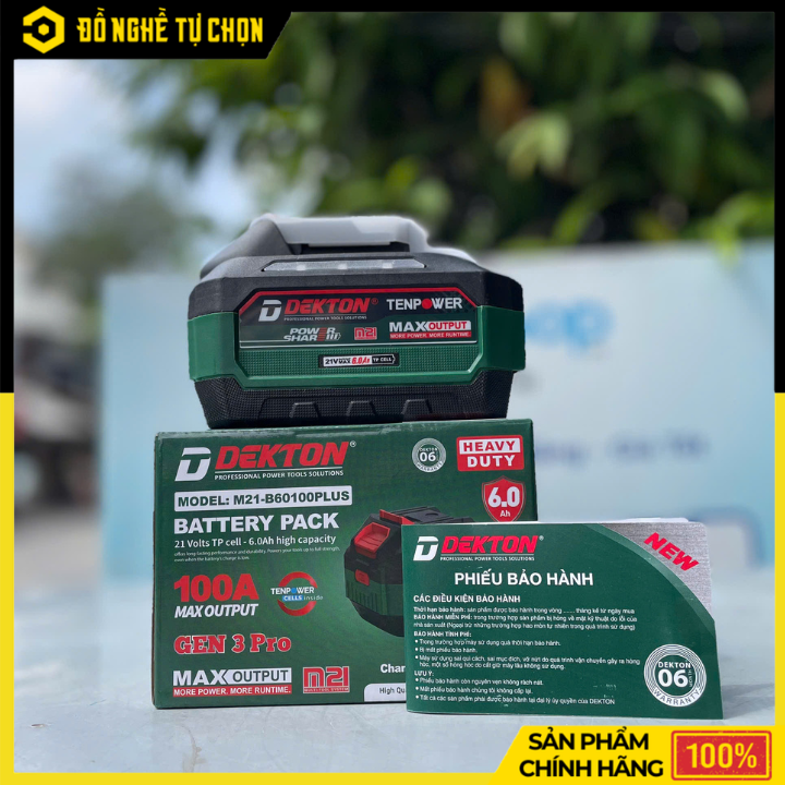 Pin Dekton 21V 6.0Ah 15 Cell M21-B60100Plus | Hàng Chính Hãng, Có VAT